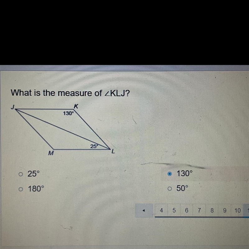 What is the measure of A25 B 130 C 180 D50-example-1