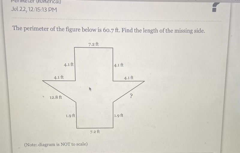 The perimeter below is 60.7 ft find the length of the missing side-example-1