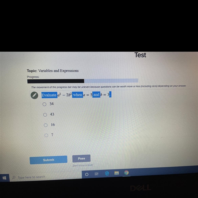 Evaluate a^2b^2? when a = 5 and b = 3.-example-1