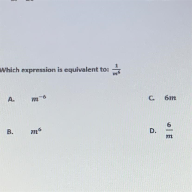 Which expression is equivalent to:1/m6-example-1