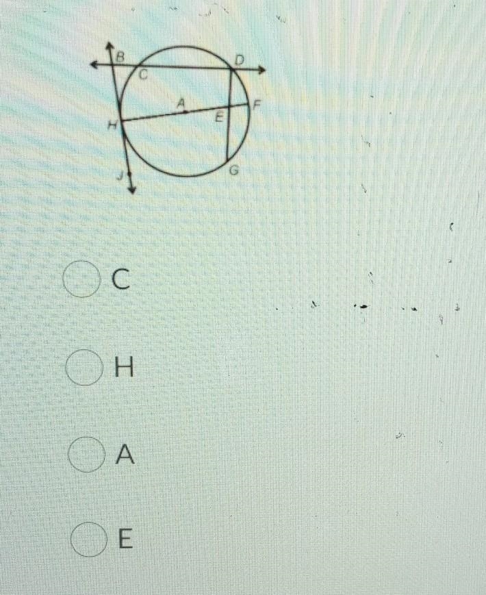 Identify the point of tangency in the circle shown​-example-1