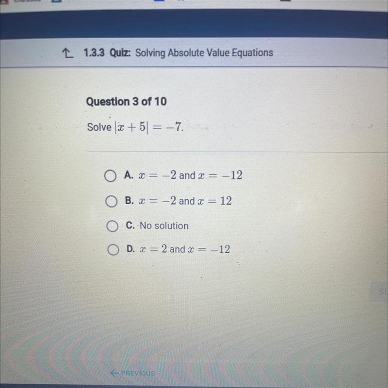 Solve x + 5= -7 I need this ASAP-example-1