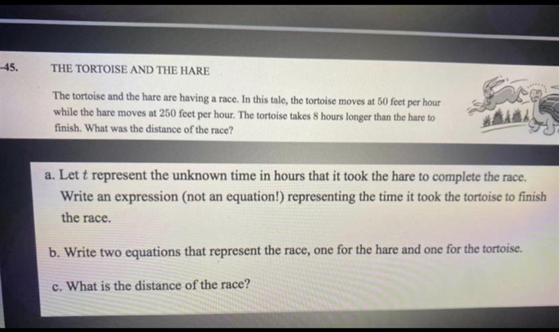 The tortoise and the hare are having a race.In this tale,the tortoise moves 50 ft-example-1