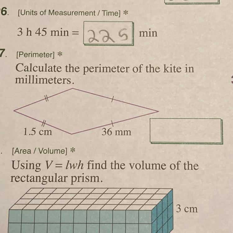 Calculate the perimeter of the kite in millimeters. 1.5 cm 1.5cm 36mm 36mm-example-1