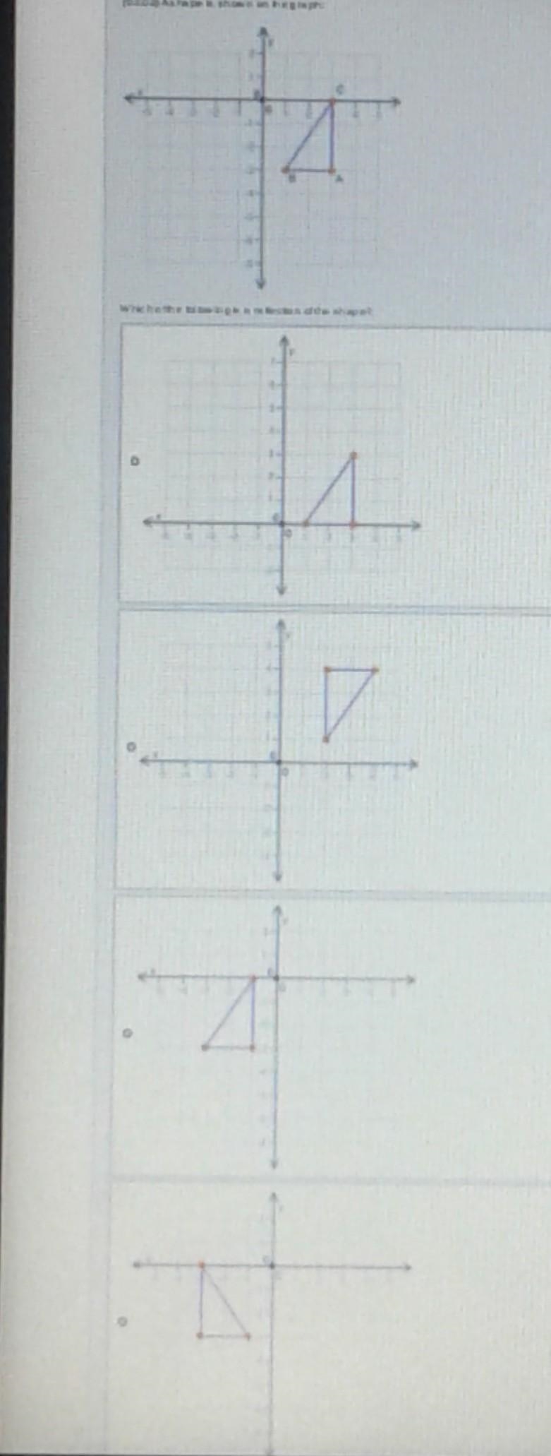 A shape is shown on the graph. Which of the following is a reflection of the shape-example-1