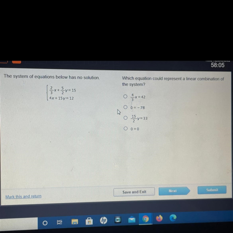 Which equation could represent a linear combination of the systems?-example-1