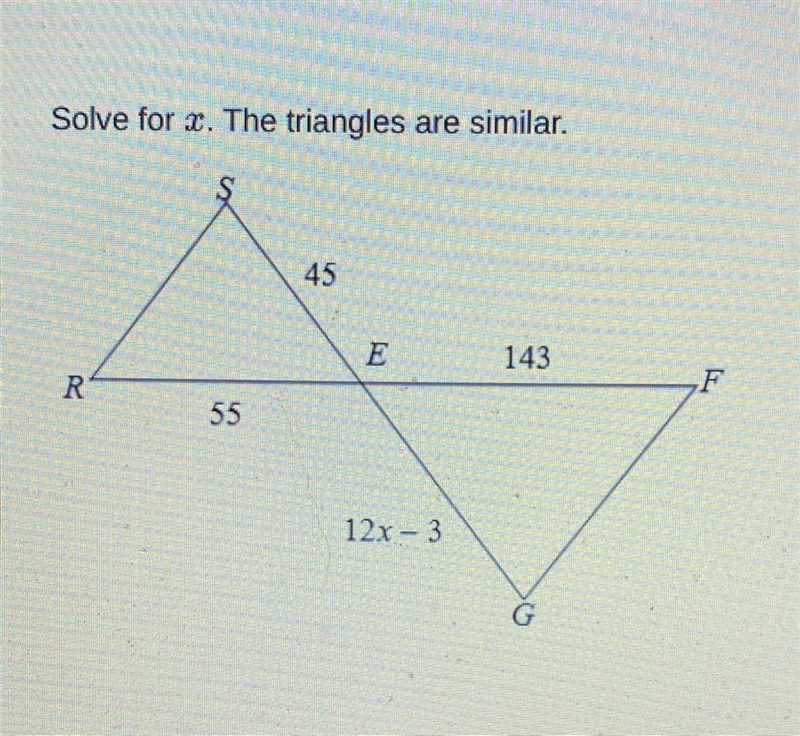 Solve for x, the triangles are similar-example-1