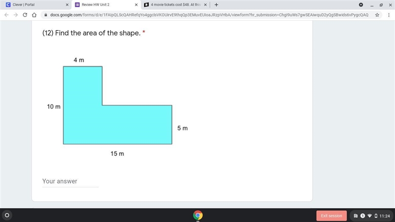 ) Find the area of the shape. *-example-1