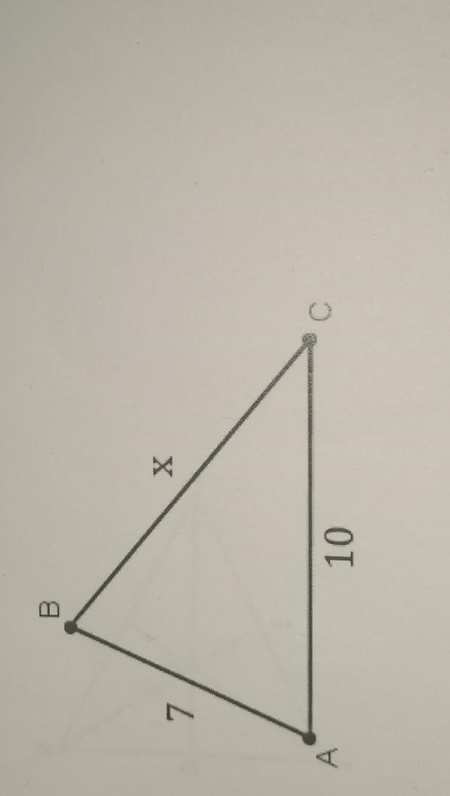 Name all of the possible values for x in the triangle below. show your work.​-example-1