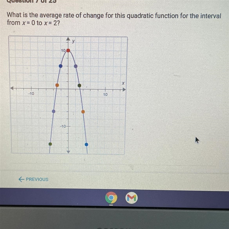 HELP I HAVE TO PASS! What is the average rate of change for this quadratic function-example-1