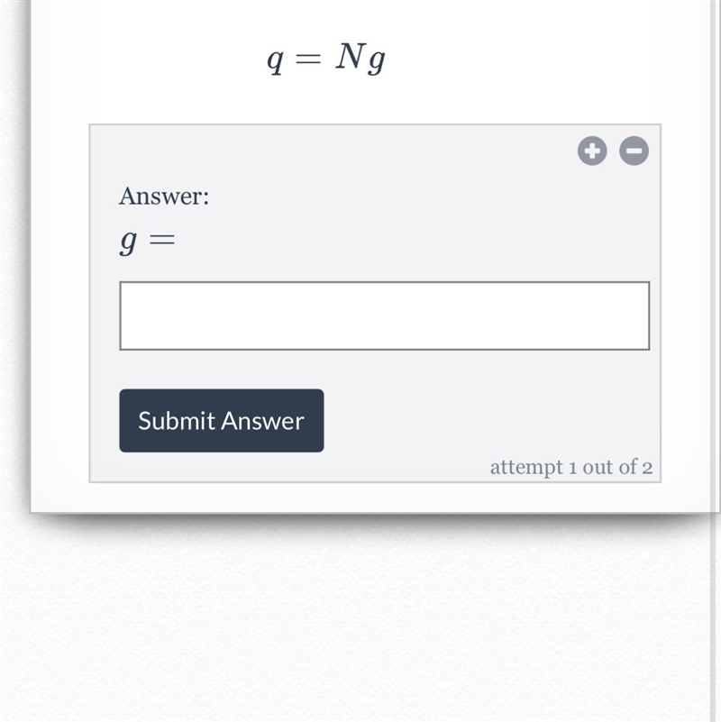 Solve the following equation for g g. Be sure to take into account whether a letter-example-1