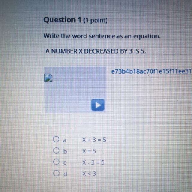 Write a word sentences as an expression. A number x decreased by 3 is 5.-example-1