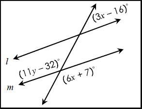 If l ∥ m, find the value of x. A)90 B)21 C)9 D)32-example-1