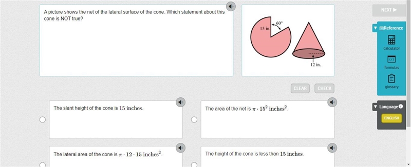 A picture shows the net of the lateral surface of the cone. Which statement about-example-1