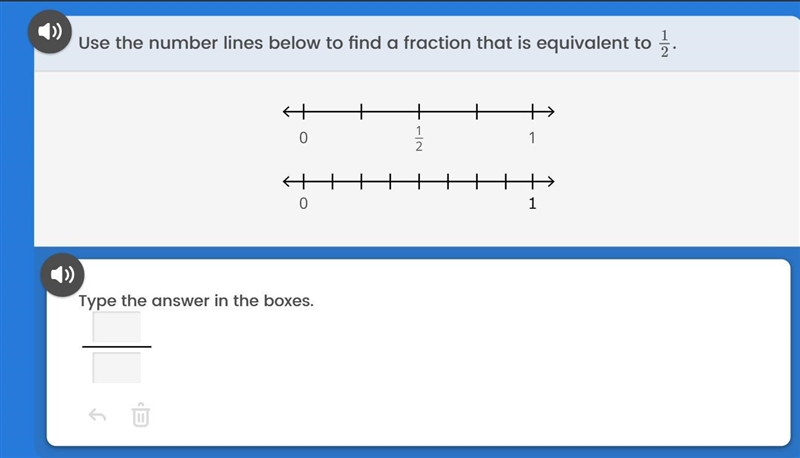 Use the number line below to find a fraction that is equivalent to 1/2-example-1