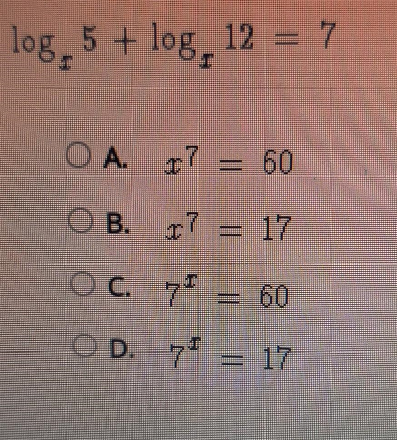 Which exponential equation is equivalent to this logarithmic equation?​-example-1