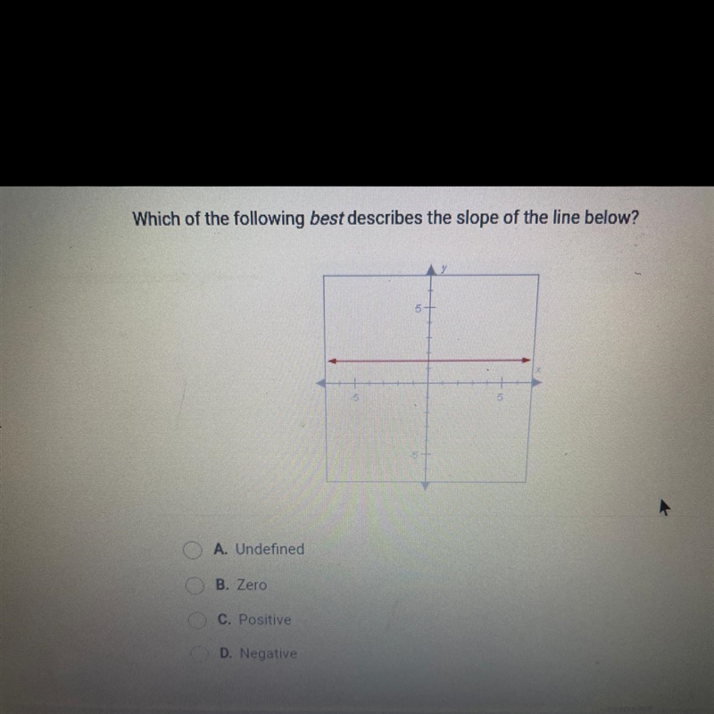 Which of the following as describes the slope of the line below ? Help pls-example-1