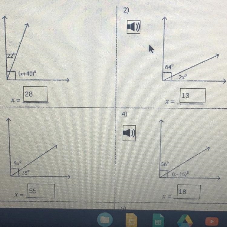 Are these answers right Look at pictures Complementary angles-example-1