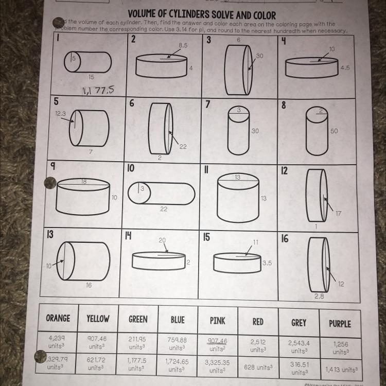 HEEEEELLLLP PLEASE ITS DUE TMR !! Find the volume of each cylinder.Use 3.14 for pi-example-1