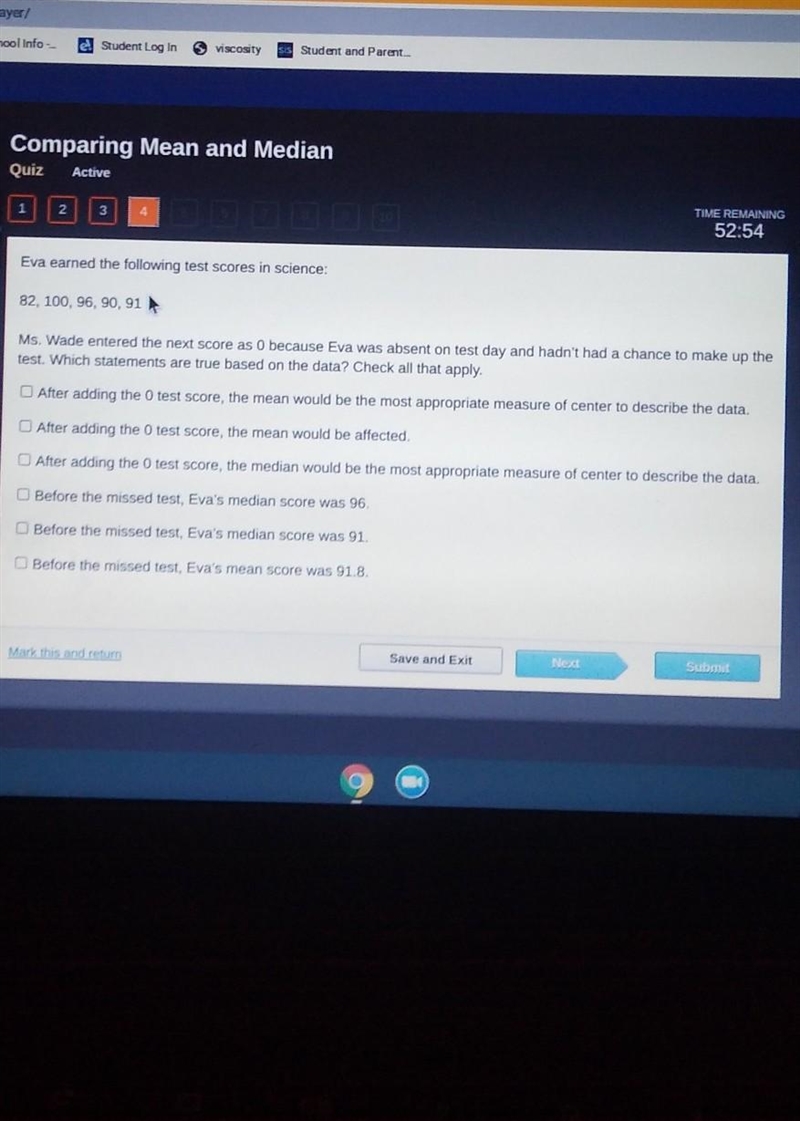 Eva earned the following test scores in science: 82, 100, 96, 90, 91 Ms. Wade entered-example-1