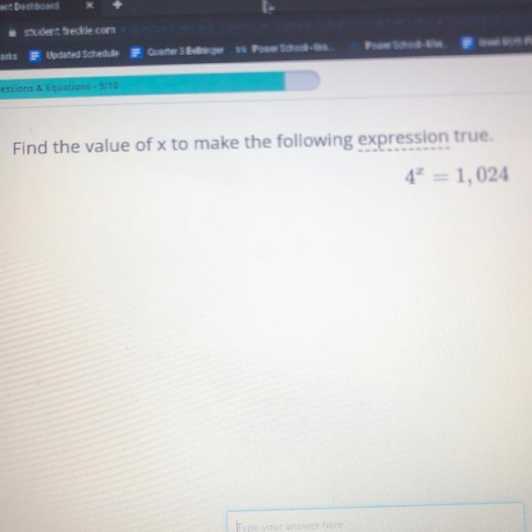 Find the value of x to make the following expression true. PICTURE INCLUDED 4x = 1,024 ( the-example-1