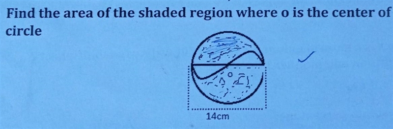 Find the area of shaded region where o is the centre of the circle ​-example-1