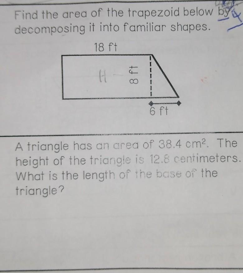 Please help!! Area of Trapezoids and Triangles ​-example-1