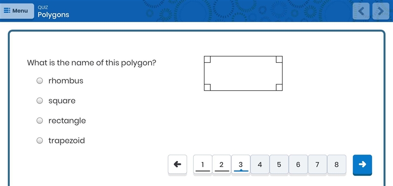 Hi, I need help on this Polygon quiz, I think the answer is C. Rectangle but I just-example-1