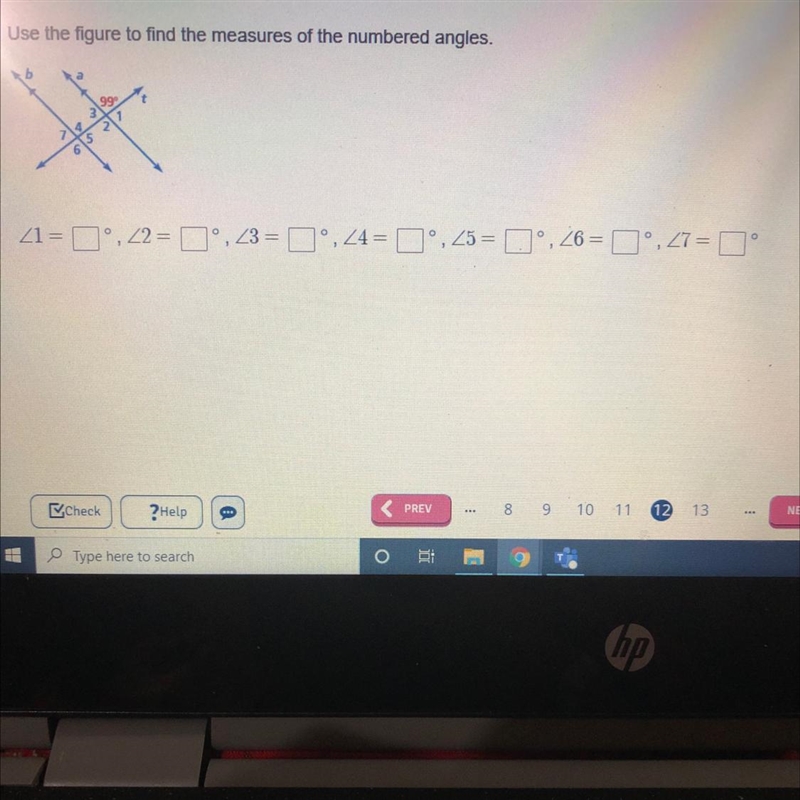 Use the figure to find the measures of the numbered angles.-example-1