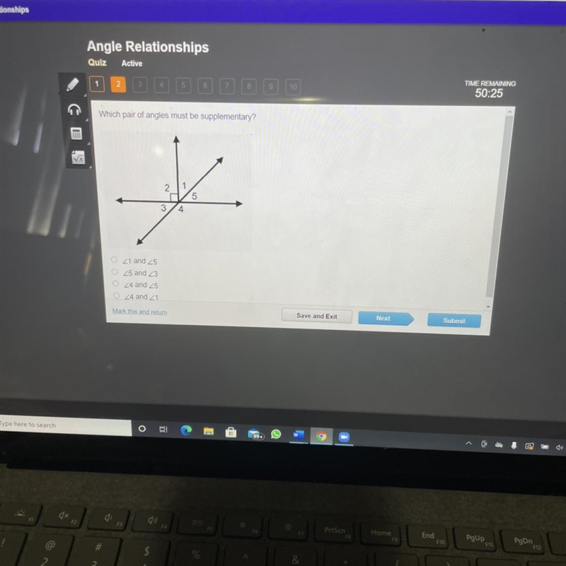 Which pair angles must be supplementary? 21 5 3 4-example-1