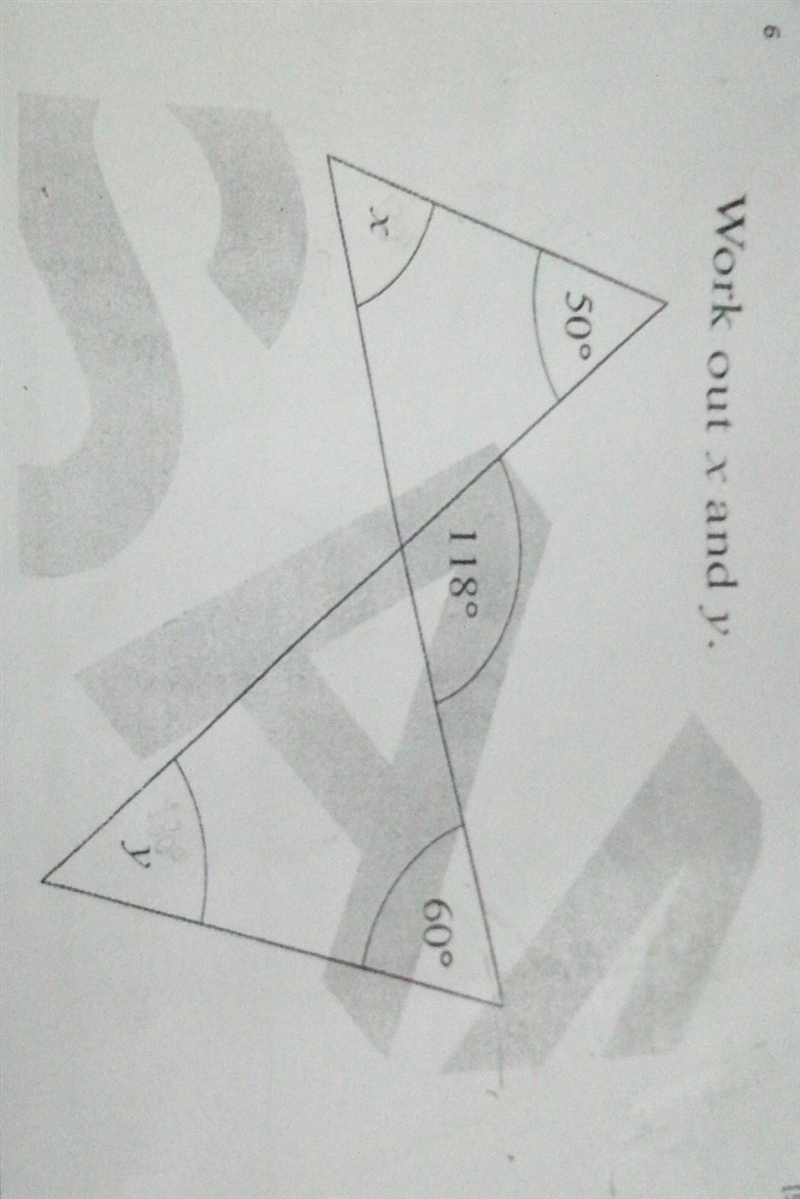 Work out angle x and y​-example-1