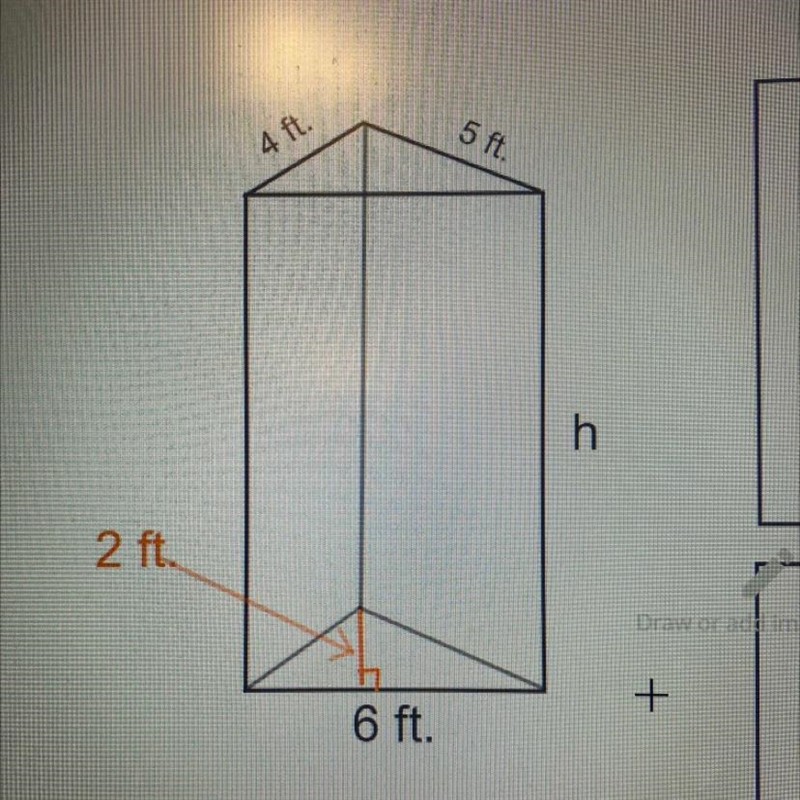 The volume of the prism is 72 cubic feet. Find the missing height of the triangular-example-1