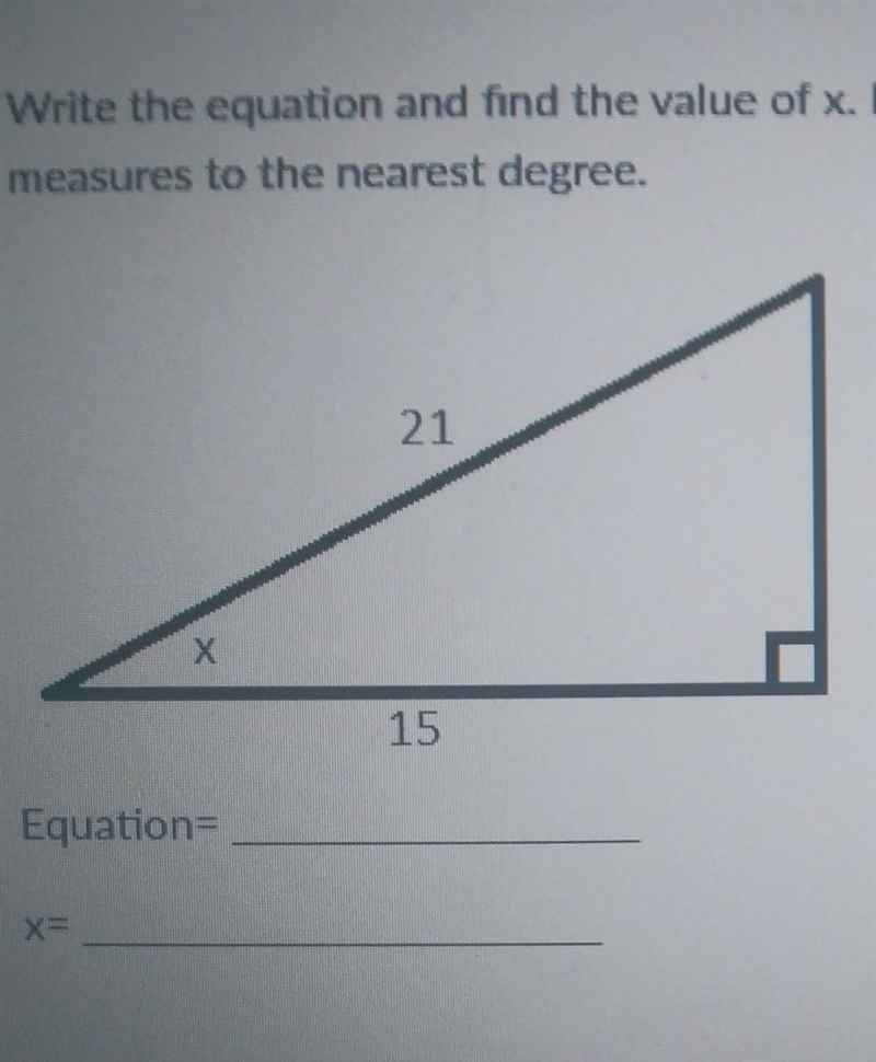 write the equation and find the values of x. round side lengths to the nearest tenth-example-1