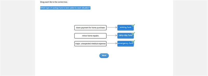 Which type of savings fund is best suited to each situation?-example-1