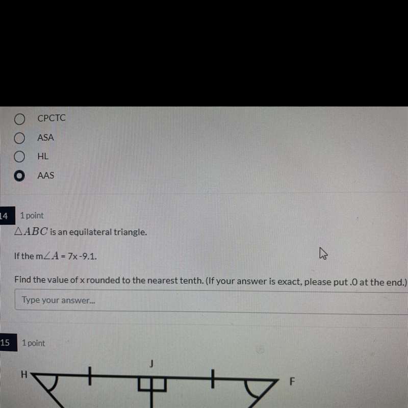 ABC is an equilateral triangle. If the mZA-7x -9.1. Find the value of x rounded to-example-1