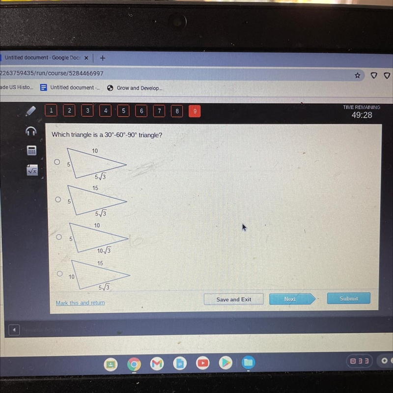 Which triangle is a 30°-60°-90° triangle?-example-1