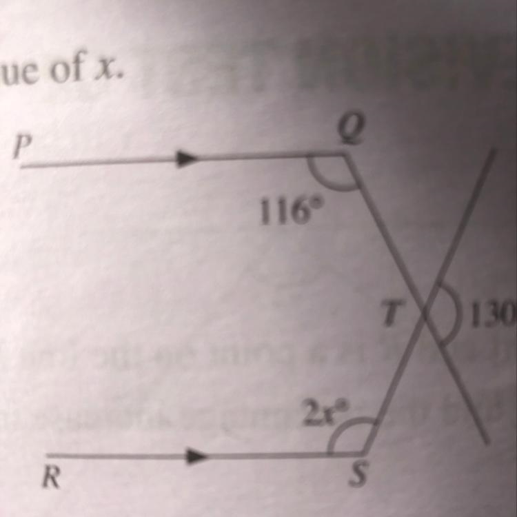 In the figure, PQ // RS. Find the value of x.-example-1