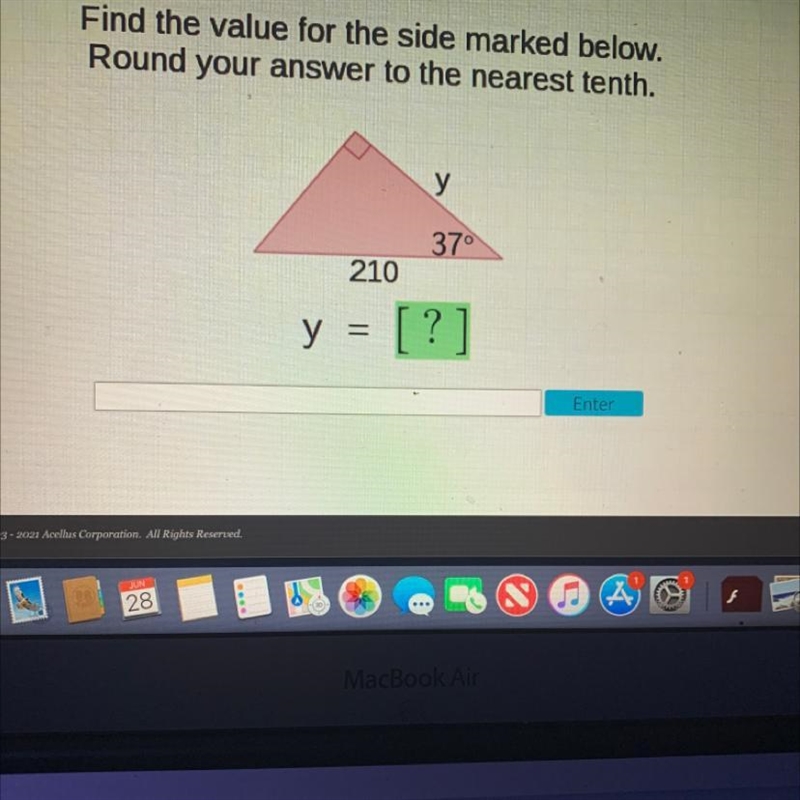 Find the value for the side marked below. Round your answer to the nearest tenth. у-example-1