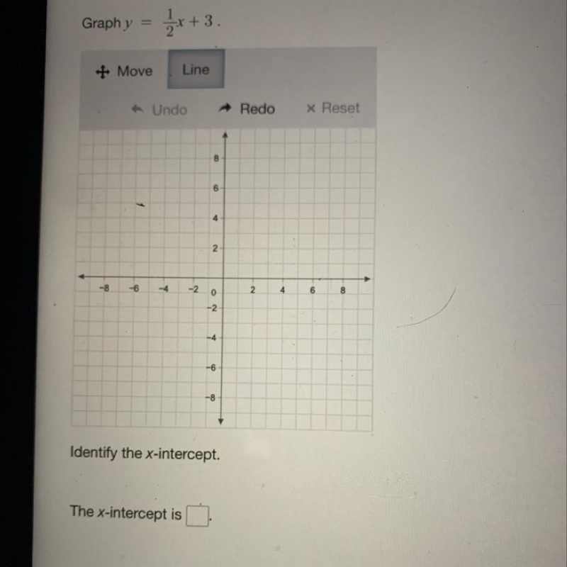 Graph y = 1/2x+3 identify the x intercept step by step explanation-example-1