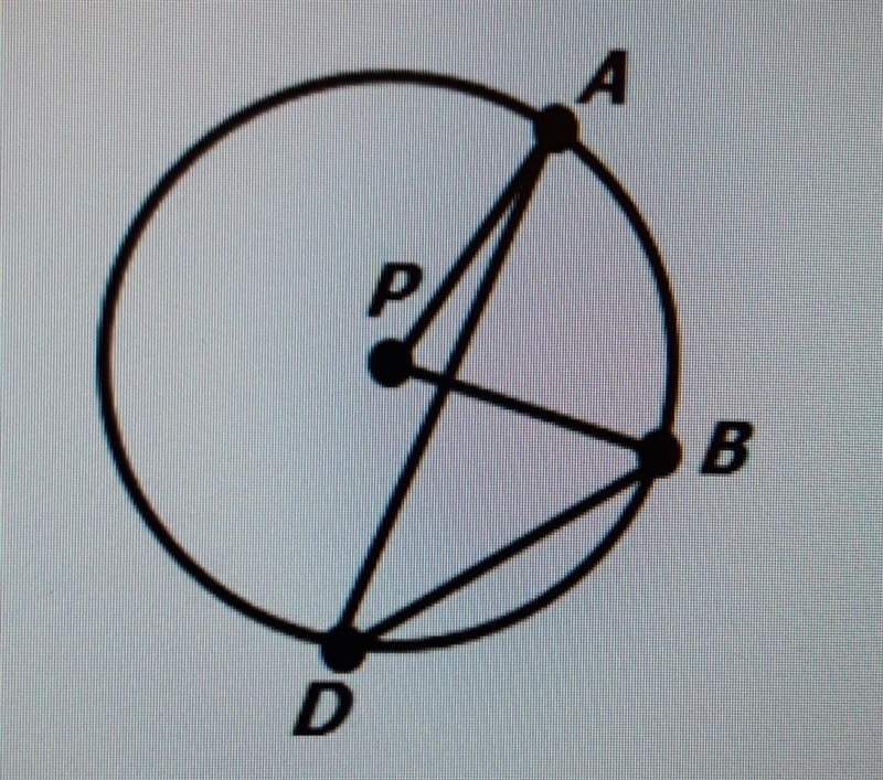 (20 Points) In circle P, M^ ADB is 25°. What is the m^ APB ? ☁︎ A:65 ☁︎ B:40 ☁︎ C-example-1