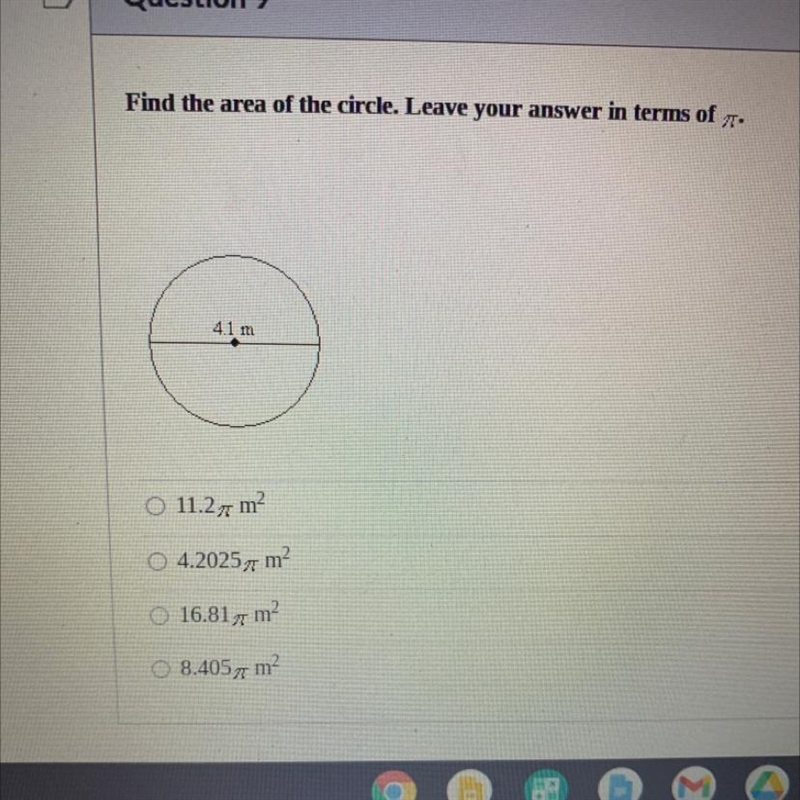 Find the area of the circle. Leave your answer in terms of T.-example-1