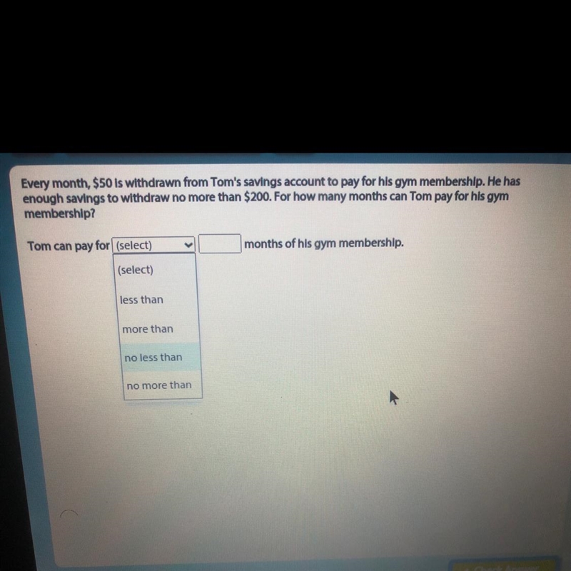 Every month $50 is withdrawn from Tom’s savings account to pay for his gym membership-example-1