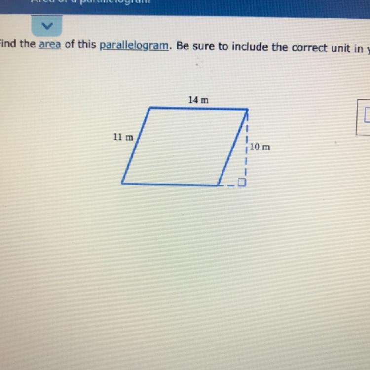 Find the area of this parallelogram. Be sure to include the correct unit in your answer-example-1