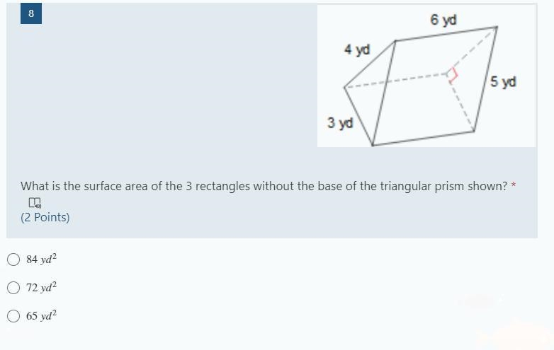 What is the surface area of the 3 rectangles without the base of the triangular prism-example-1