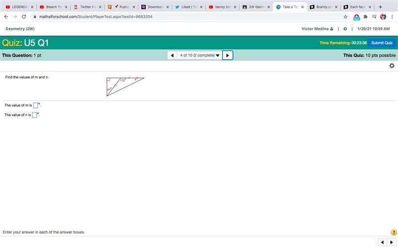 Find the values of m and n.-example-1