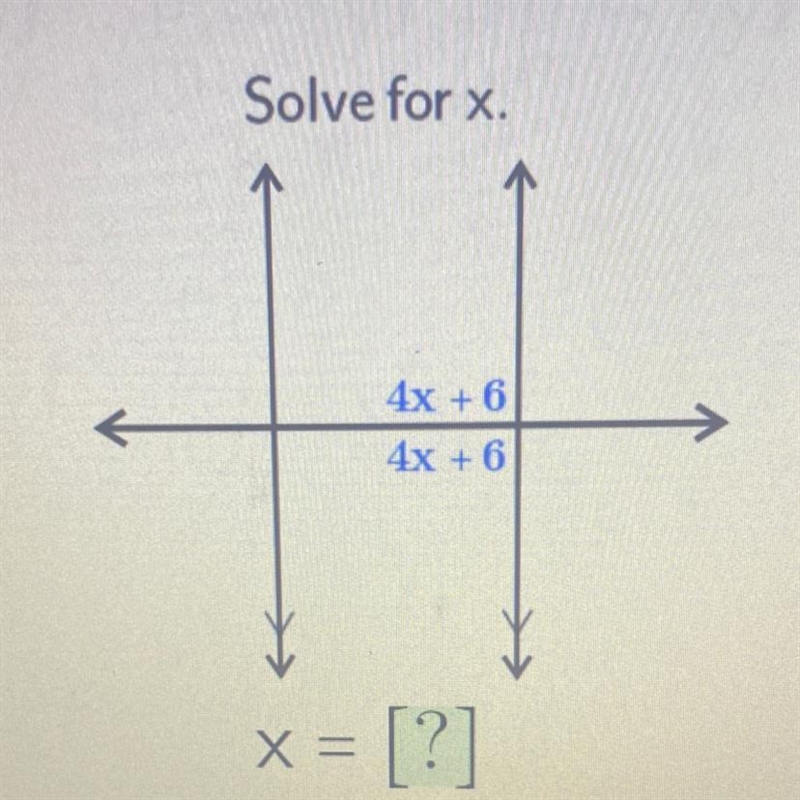 Solve for x. 4x + 6 4x + 6 x = [?]-example-1