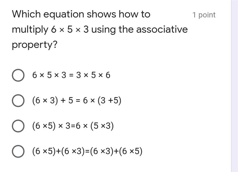 How to multiply 6 × 5 × 3 using the associative property?​-example-1