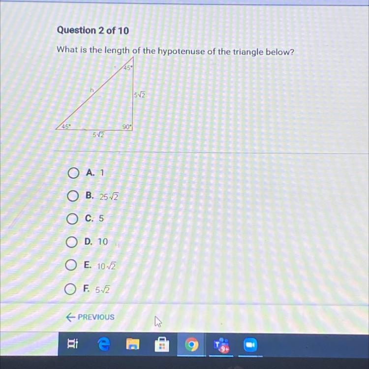 PLEASE HELP!! 30 POINTS What is the length of the hypotenuse of the triangle below-example-1