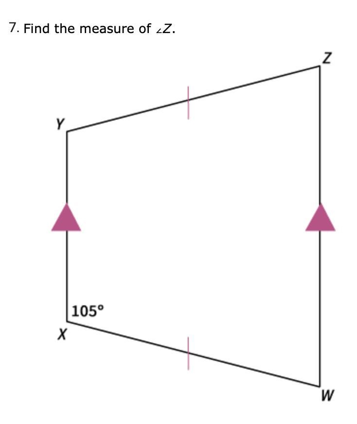 Find the measure of ∠Z.-example-1