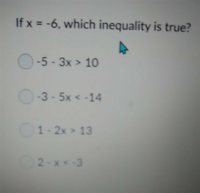 If x is equal to -6 which equality is true​-example-1